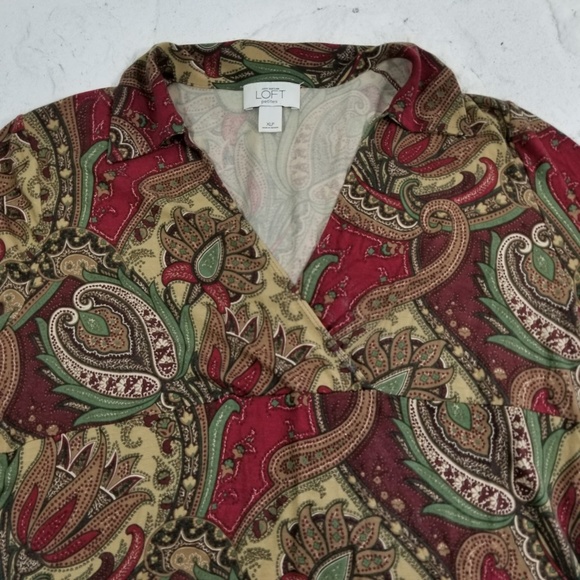 Ann Taylor Petites XLP Paisley Faux Wrap Blouse - Picture 2 of 6